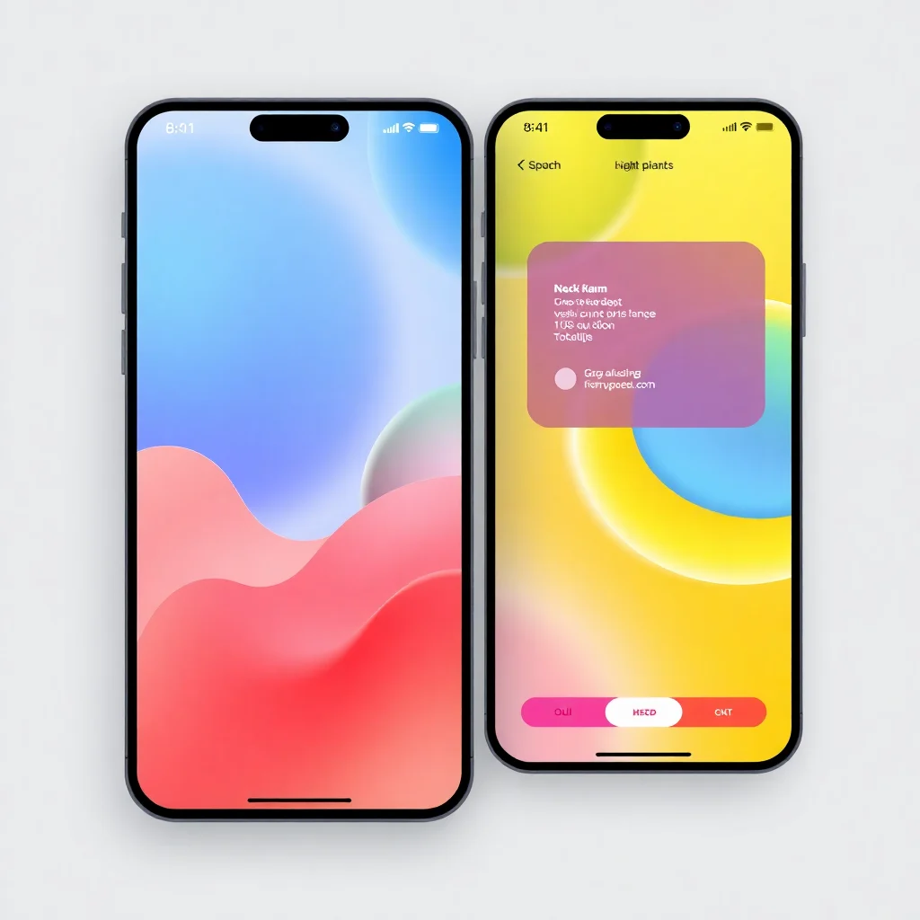 mobile app ui design mockup with colorful screens, modern interface, user experience showcase
